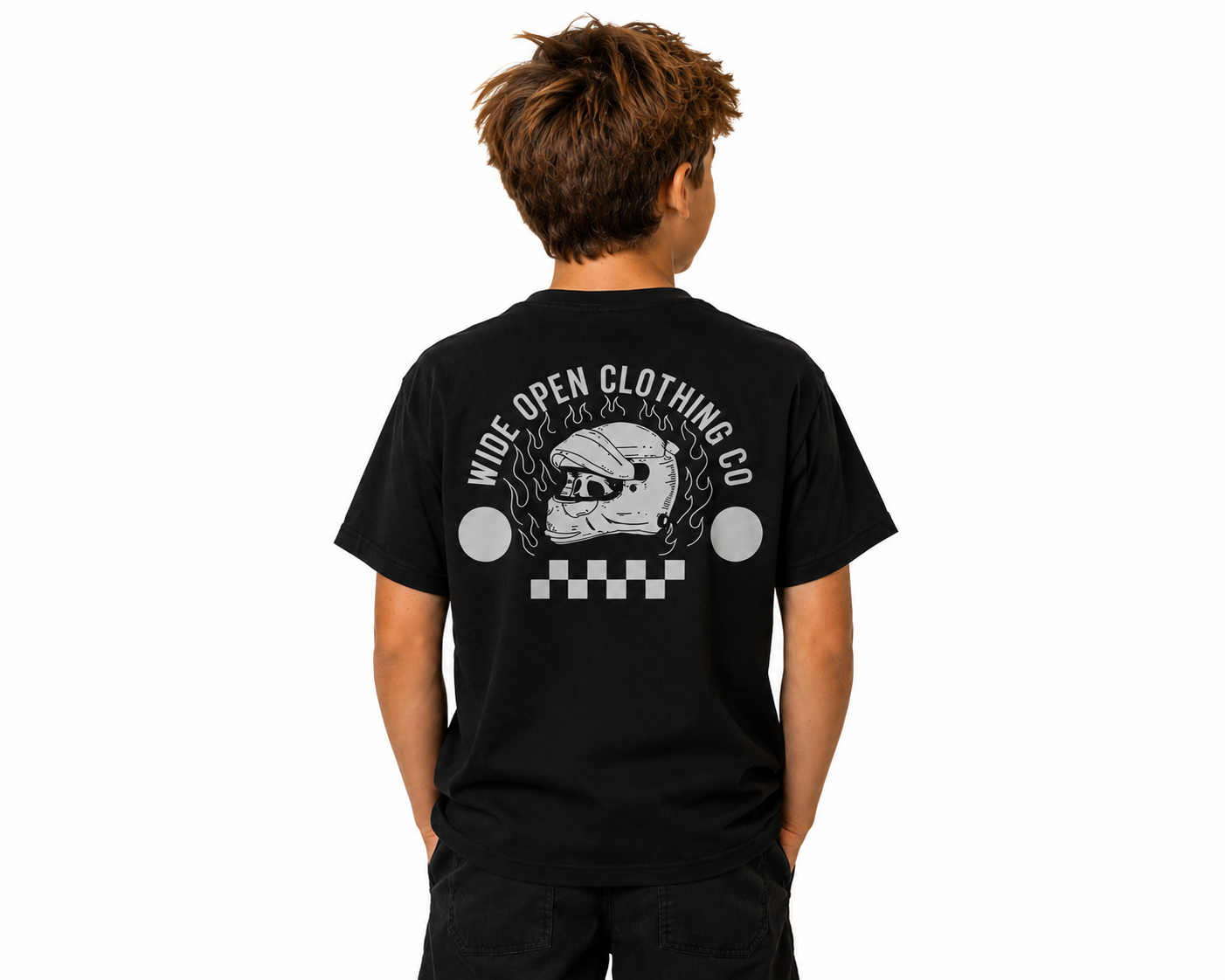 Kids Skull Driver Tee - Black