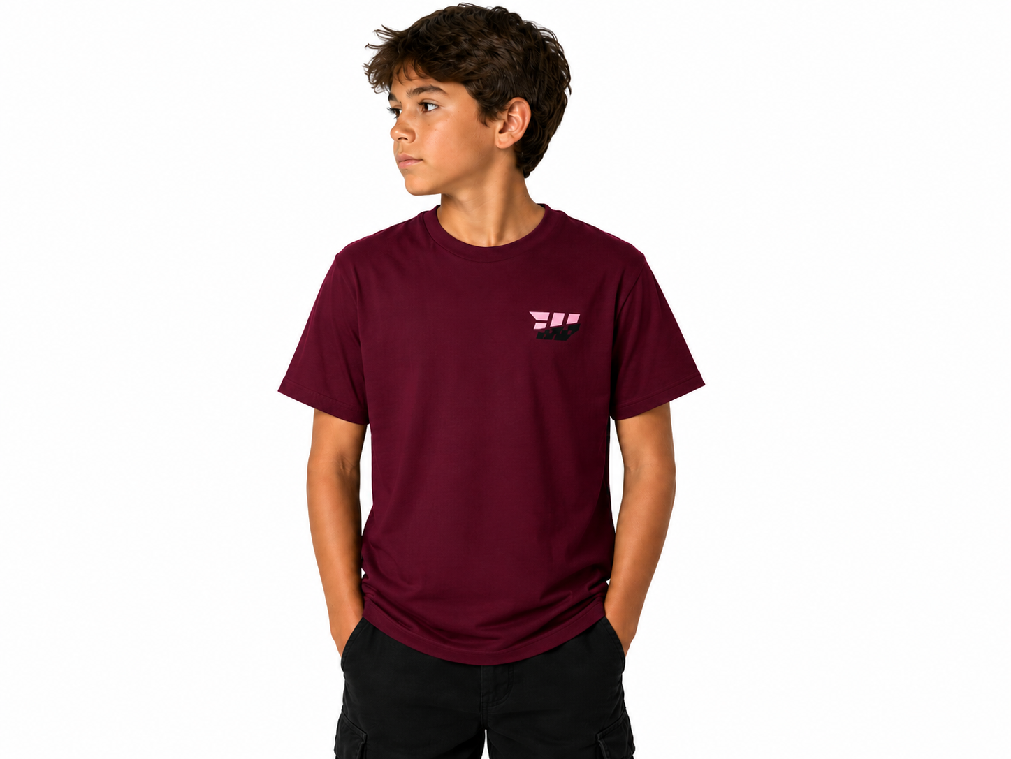 Kids Skull Driver Tee - Maroon