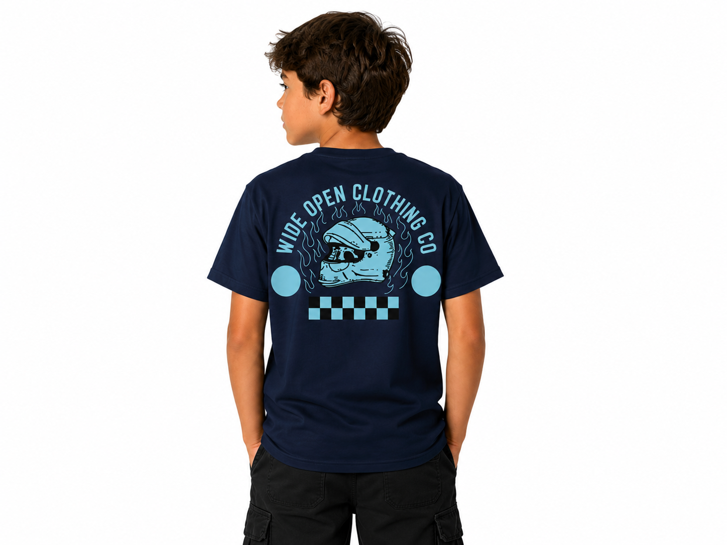Kids Skull Driver Tee - Navy