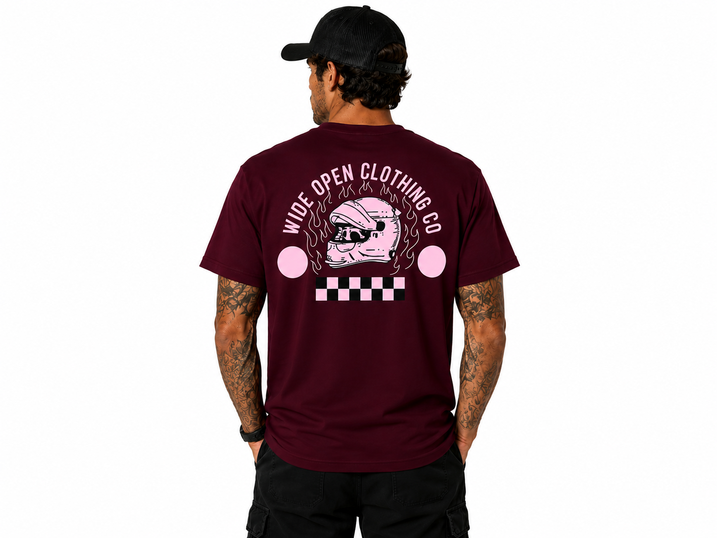 Adults Skull Driver Tee - Maroon