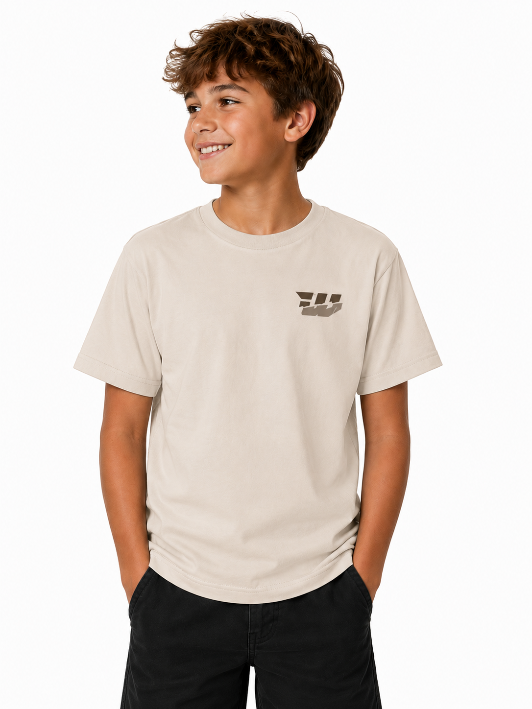 Kids Skull Driver Tee - Beige