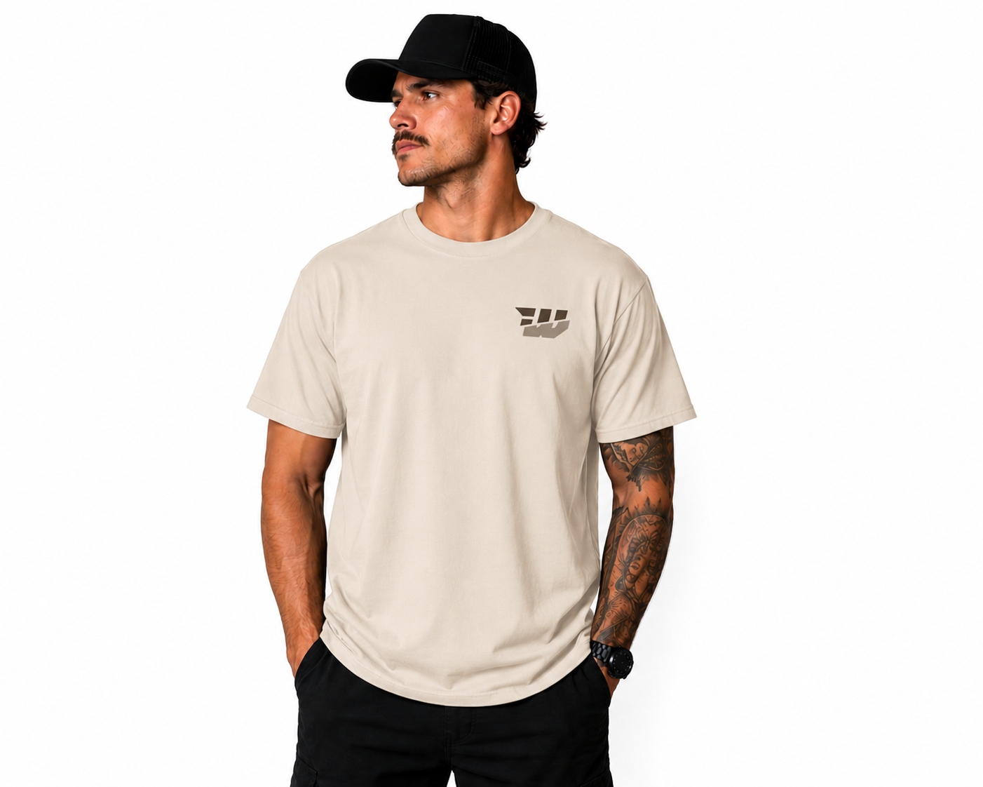 Adults Skull Driver Tee - Beige